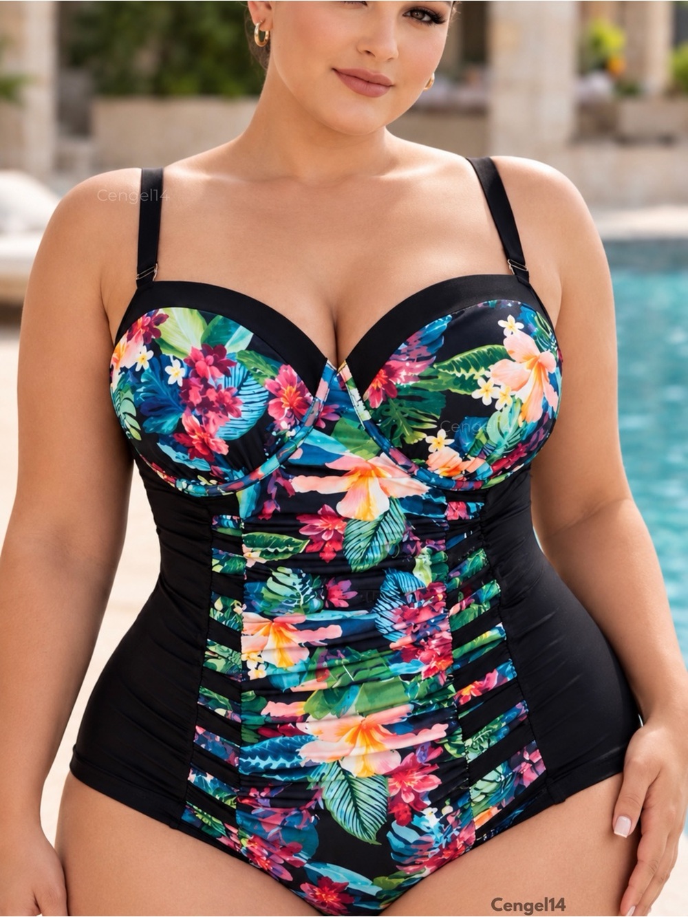 Swimsuits For All Floral Underwire Tummy Control One Piece 22 NWT